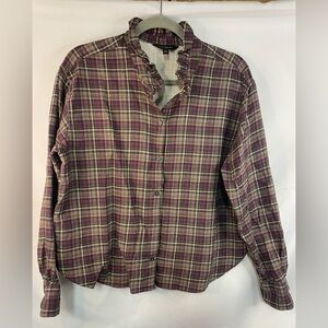 Banana Republic purple and brown loose fitted top with a cute collar.